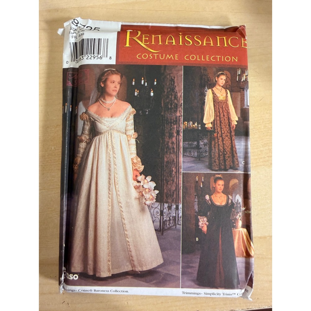 UNCUT Simplicity 8735 Renaissance Wedding Gown Costume Pattern  U16-22 Medieval